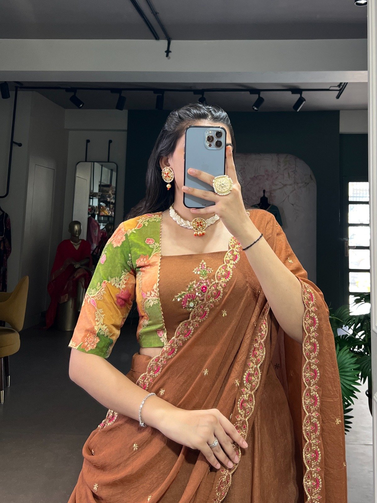 Brown Chocolate Crush Embroidery Work Lehenga Choli - Image 6