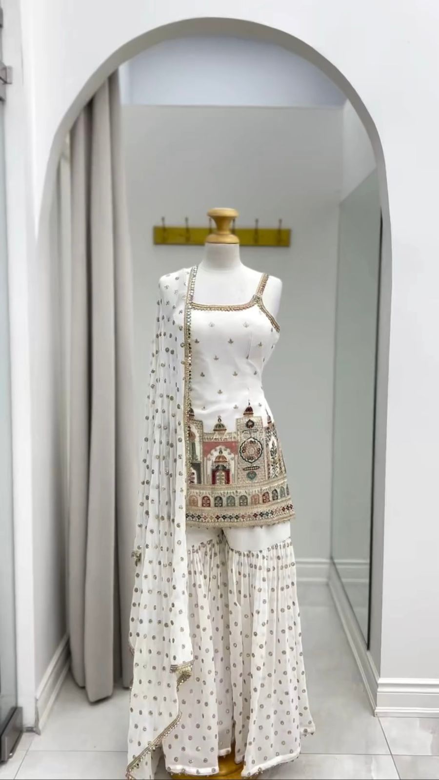 White Faux Georgette With Thread Lace Work Salwar Suit