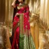 Red Soft Lichi Silk Border Work Saree