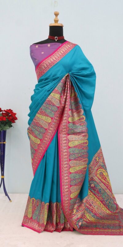 Blue Paithani Silk Woven Motifs Work Saree