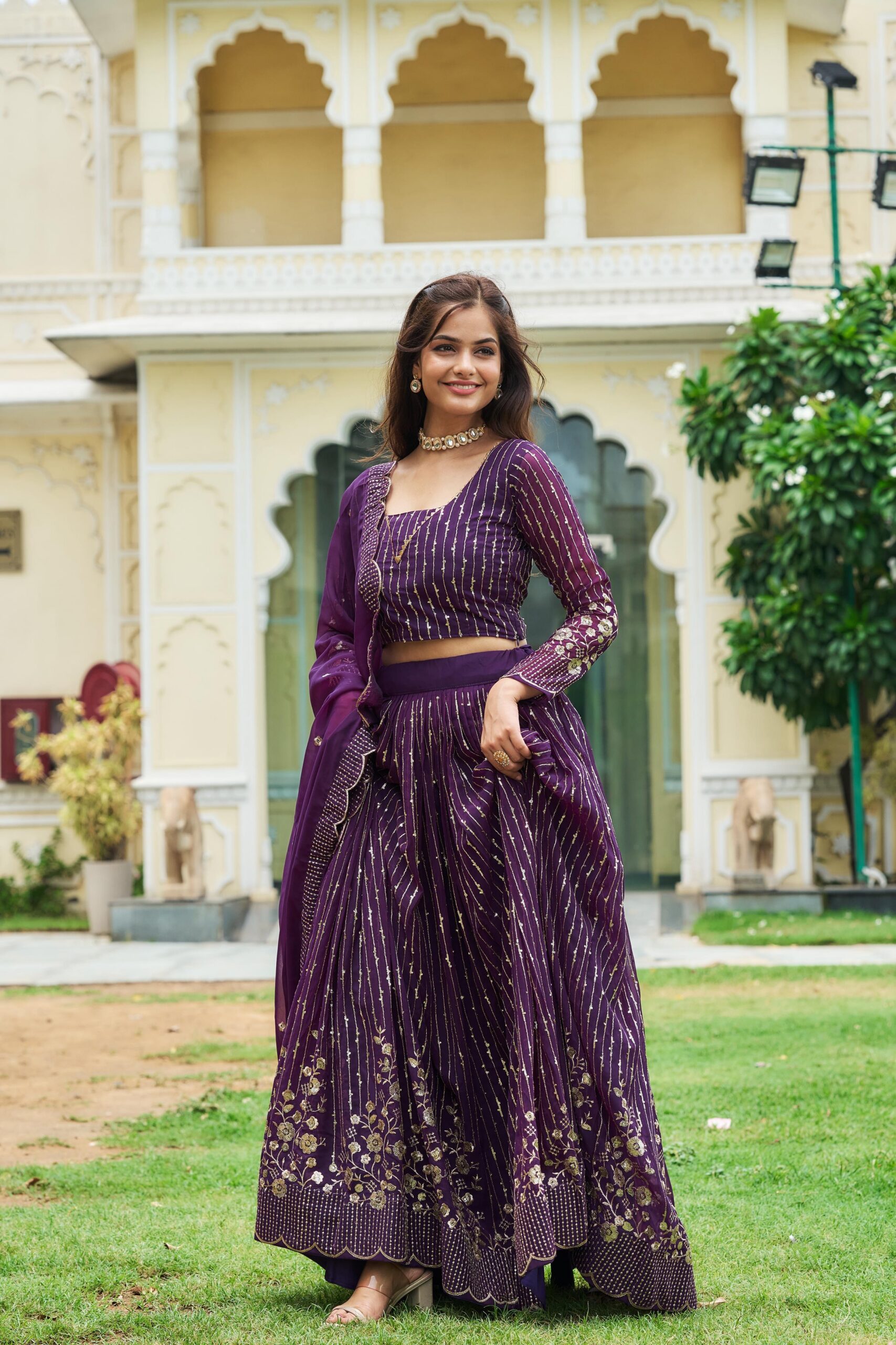 Purple Fox Georgette Sequence Work Lehenga Choli - Image 2