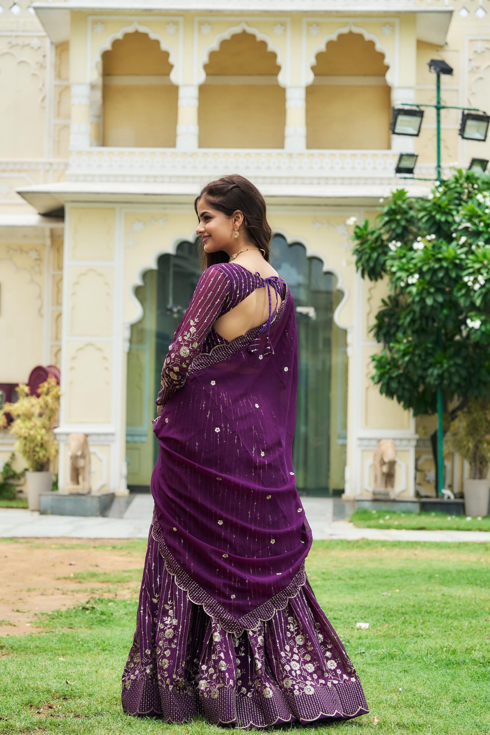 Purple Fox Georgette Sequence Work Lehenga Choli - Image 3