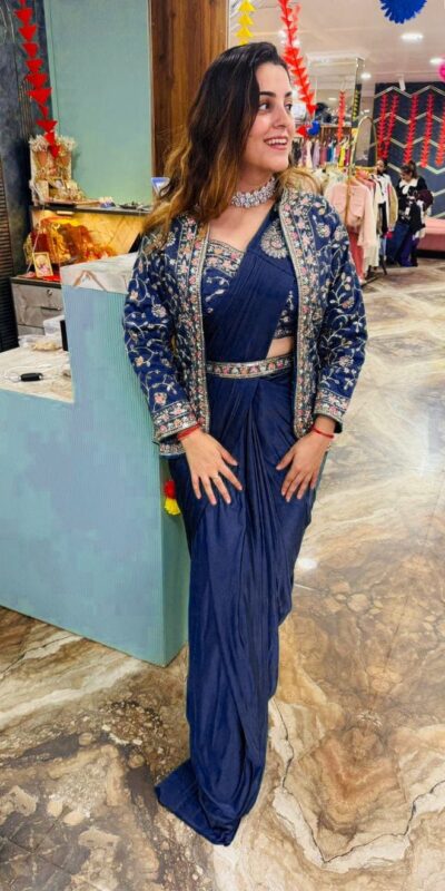 Navy Blue Rangoli Silk Embroidery Work Saree