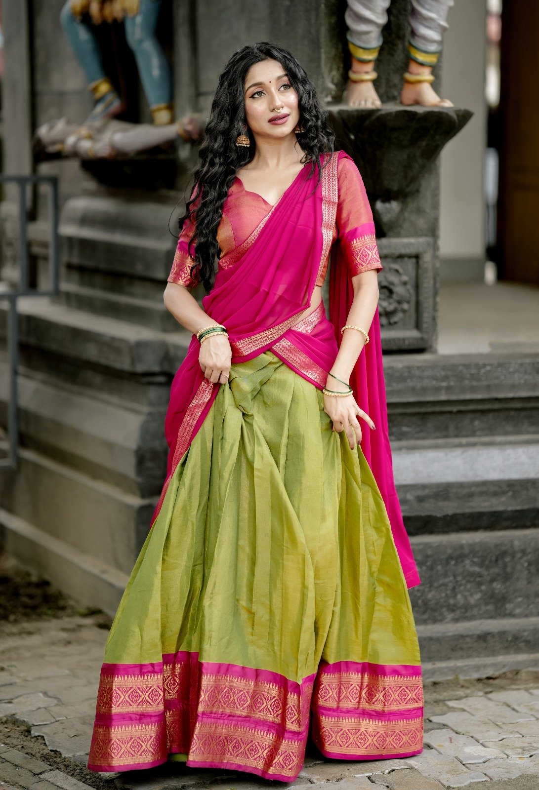 Pista Kanchipuram Zari Weaving Lehenga Choli - Image 2