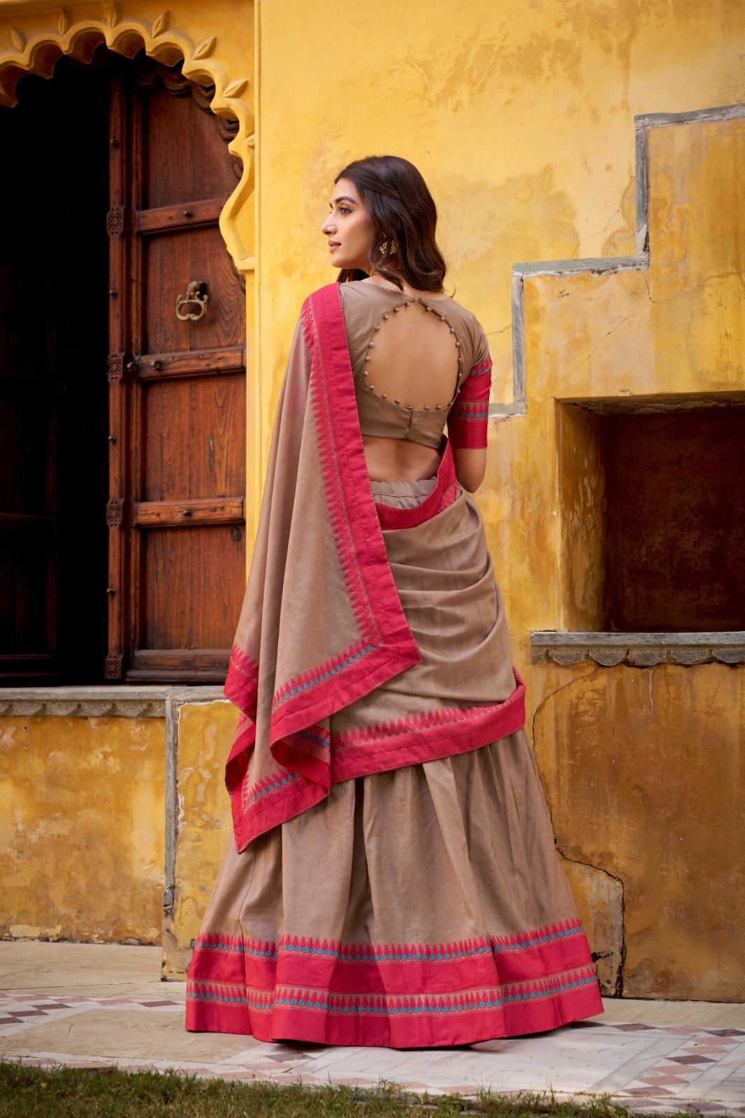 Chiku Chanderi Embroidery Work Lehenga Choli - Image 3