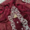 Maroon Space Silk Embroidery Work Saree