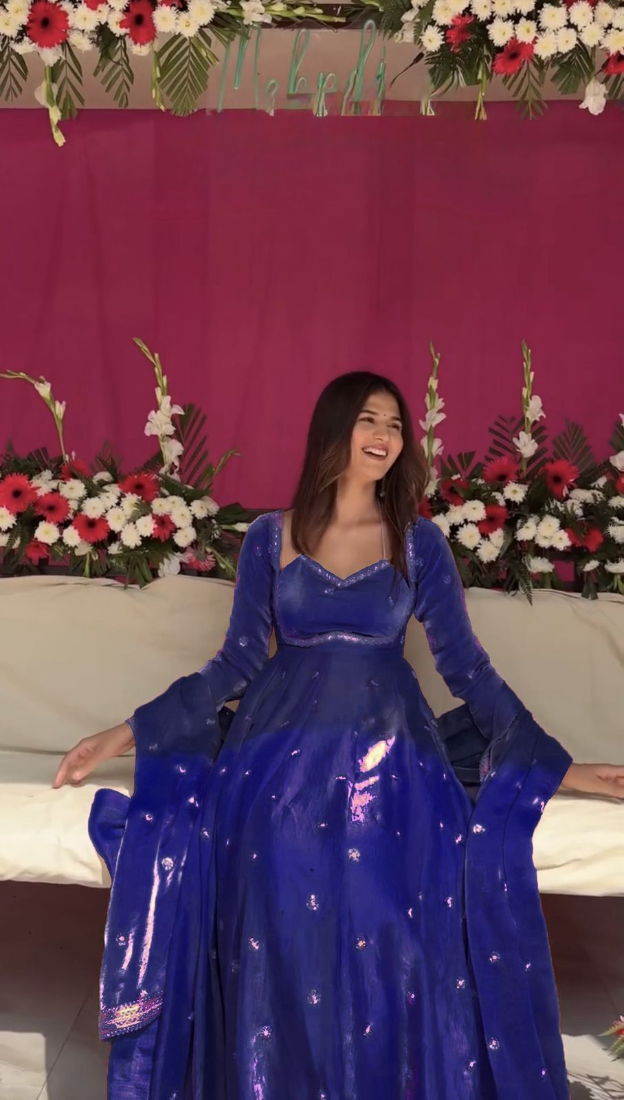 Navy Blue Fendy Silk Lace Work Salwar Suit