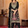 Black Faux Georgette With Embroidery Work Salwar Suit