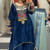 Blue Velvet Sequence Patch Work Salwar Suit