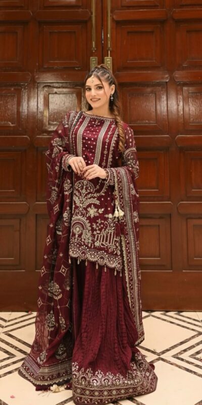 Maroon Crush Georgette Sequence Work Salwar Suit