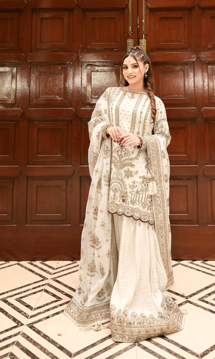 Off White Crush Georgette Sequence Work Salwar Suit - Image 3