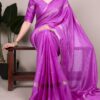 Lavender Crepe Weaving Work Saree