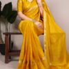 Mustered Crepe Weaving Work Saree