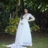 White Faux Blooming Zari Embroidery Work Gown