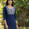 Navy Blue Rayon Thread Work Kurti