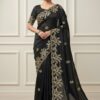 Black Soft Organza Silk With Sequins Work Saree
