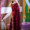 Maroon Fandy Satin Silk With Sequins Work Saree