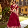 Rani Pink Pure Chanderi Zari Weaving Work Lehenga Choli