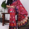 Purple Gaji Silk Patola Print Lagadi Patta Saree