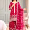 Red Fendy Silk Embroidery Work Salwar Suit