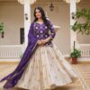 Dark Purple Pure Chinon Embroidery Work Lehenga Choli