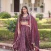 Onion Gold Crush Embroidery Zari Work Lehenga Choli