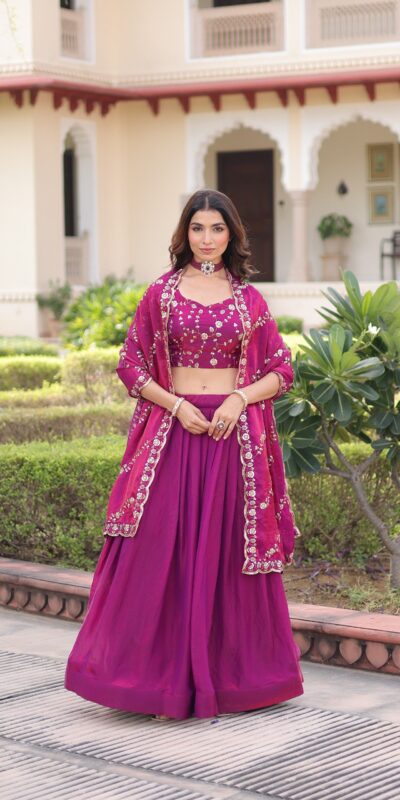 Rani Pink Fandy Silk With Sequins Work Lehenga Choli