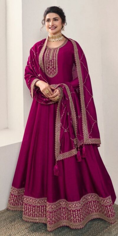 Pink Silk Georgette Embroidery Work Salwar Suit