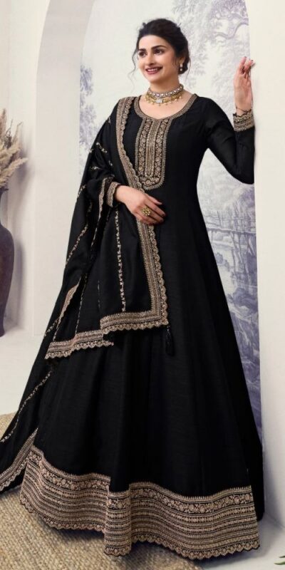 Black Silk Georgette Embroidery Work Salwar Suit