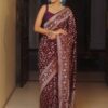 Maroon Lichi Silk Jacquard Border Work Saree
