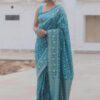 Sky Blue Lichi Silk Jacquard Border Work Saree