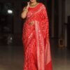 Red Lichi Silk Jacquard Border Work Saree