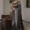 Black Lichi Silk Jacquard Border Work Saree