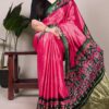 Pink Gaji Silk Patola Print Lagadi Patta Saree