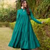 Teal Marbel Foil Work Salwar Suit