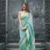Sky Blue Soft Lilan Slab Weaving Work Saree