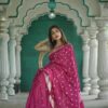 Pink Soft Lilan Slab Weaving Work Saree