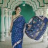 Blue Soft Lilan Slab Weaving Work Saree