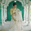 White Soft Lilan Slab Weaving Work Saree