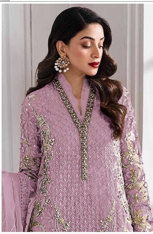 Lavender Georgette Sequence Khatli Work Salwar Suit - Image 2