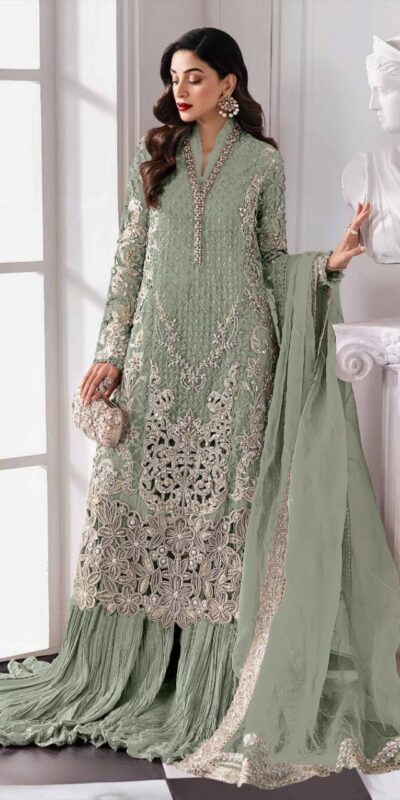 Pista Georgette Sequence Khatli Work Salwar Suit