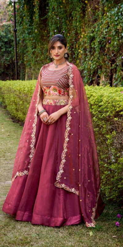 Rani Pink Chanda Silk Sequins Work Lehenga Choli
