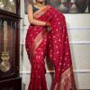 Red Soft Lichi Silk Border Jacquard Work Saree