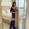 Purple Chinon Silk Lace Embroidery Work Salwar Suit