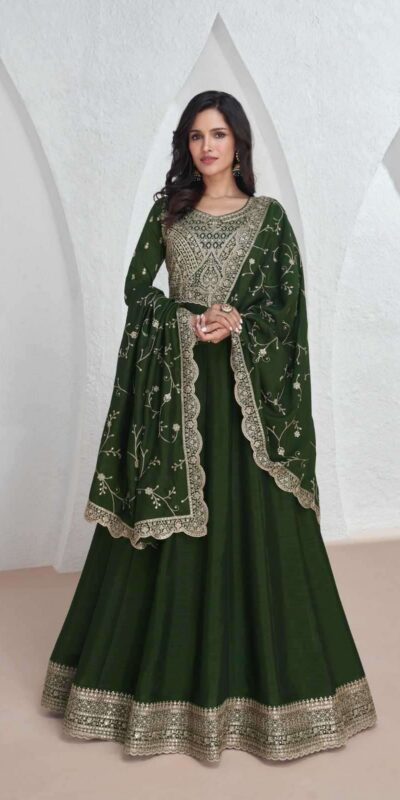 Green Vichitra Embroidery Lace Work Salwar Suit