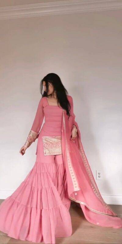 RTC 5962 Baby Pink Faux Georgette Salwar Suit Perfect for Wedding, Party, Cultural Events, Holi, Lohri – . Now at just ₹2049. Delivery 4-6 Working | Casual Suits, Jump Suits, Tops & Bottoms, Track Suits, Trendy Wear, Creative suits, Designer Suits, Palazzo Suits, Party Wear Suits, Patiala Suits, Salwar suit, Straight Suits
