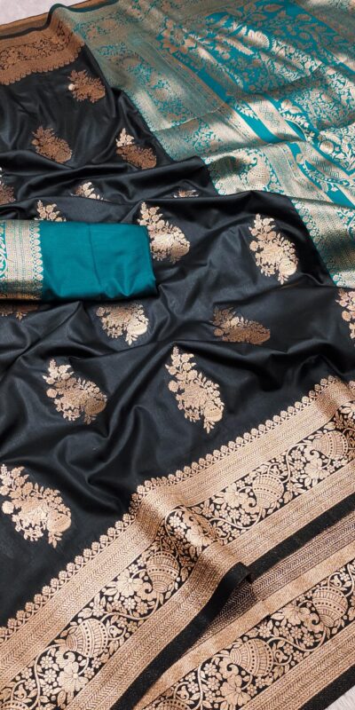 MB 1027 Black in Banarasi Silk Zari Work & Lace Work Saree . Available at ₹1999 only. Delivery 4-6 Working Days. Shop now. | Creative Sarees, Embroidered Sarees, Bollywood Sarees, Designer Sarees, Ethnic Saree, Modern Digital sarees, Party Wear Sarees, Sarees