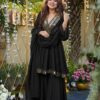Black Cosmos Mirror Lace Work Salwar Suit