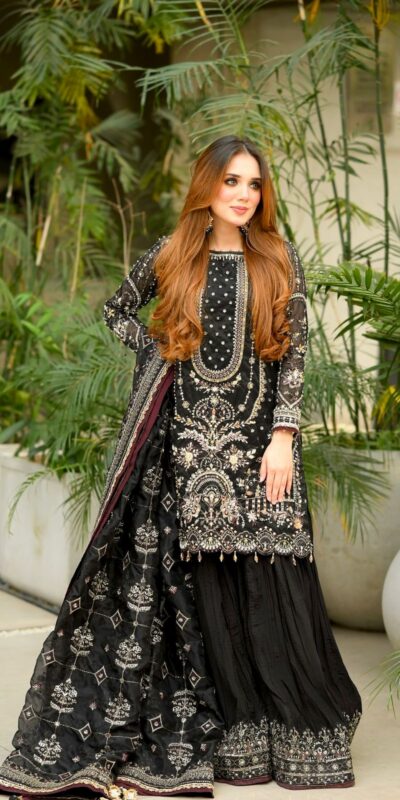 AD 213 Black Khajuri Crush Georgette Salwar Suit with Lace Work & Embroidery Work. Festive Deal ₹2649. Delivery 4-6 Working Days. Shop now. | Jump Suits, Tops & Bottoms, Track Suits, Salwar suit, Casual Suits, Creative suits, Designer Suits, Palazzo Suits, Party Wear Suits, Patiala Suits, Straight Suits, Trendy Wear