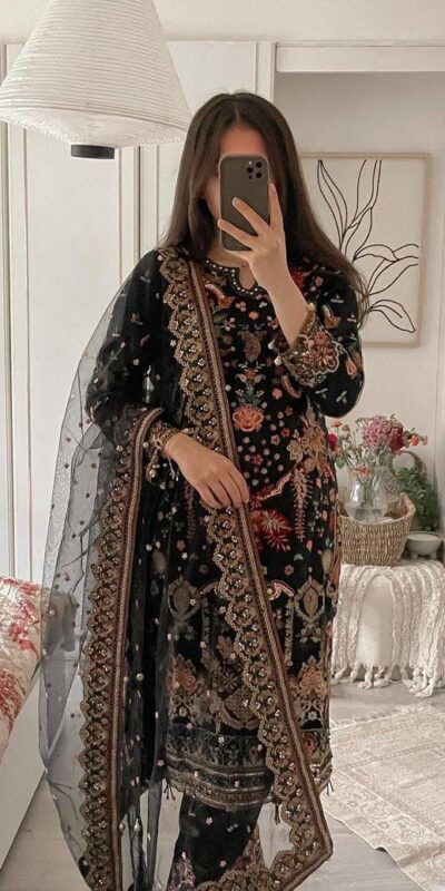 ST 169 Black in Faux Georgette Designer Work Salwar Suit . Wedding, Party, Festive, Events, Get it for ₹2049. Delivery 4-6 Working Days. Shop now. | Jump Suits, Tops & Bottoms, Track Suits, Salwar suit, Casual Suits, Creative suits, Designer Suits, Palazzo Suits, Party Wear Suits, Patiala Suits, Straight Suits, Trendy Wear